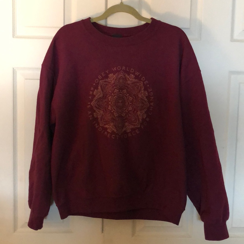 Obey Maroon crew neck